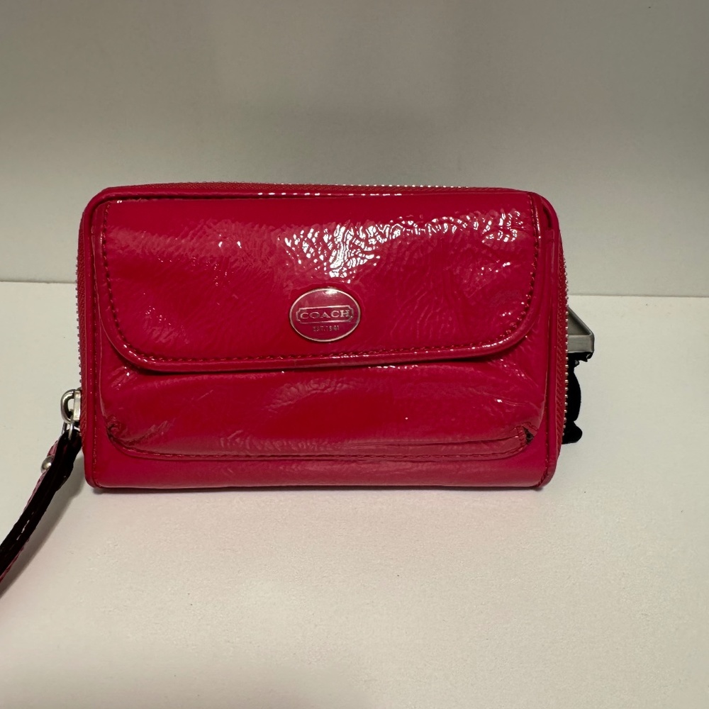 Coach Pink Patent Leather Wristlet Wallet